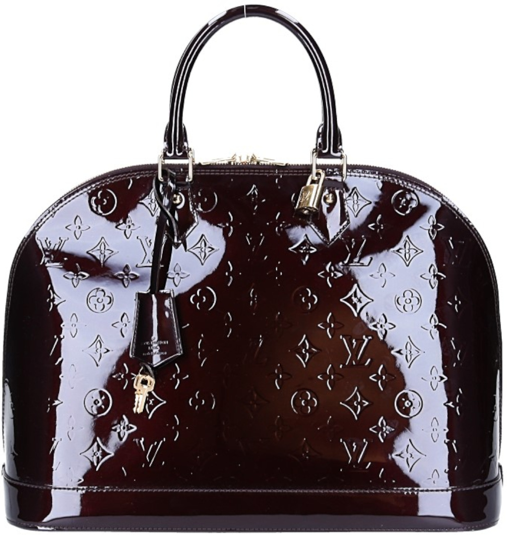 LOUIS VUITTON ALMA MM HANDBAG MADE OF EPI ELECTRIC LACQUERED LEATHER IN NOIR