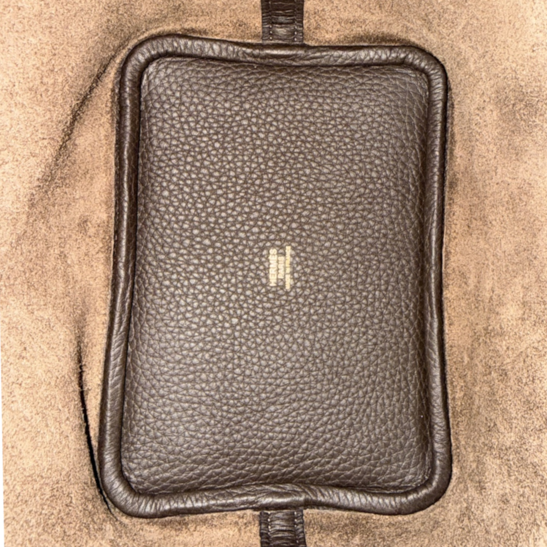 HERMÈS PICOTIN LOCK 18 HANDTASCHE AUS TAURILLON CLEMENCE LEDER IN EBÉNÈ MIT GHW