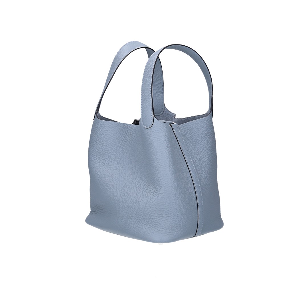 HERMÈS PICOTIN LOCK 22 HENKELTASCHE AUS TAURILLON CLEMENCE LEDER IN GRIS PANTIN MIT PHW