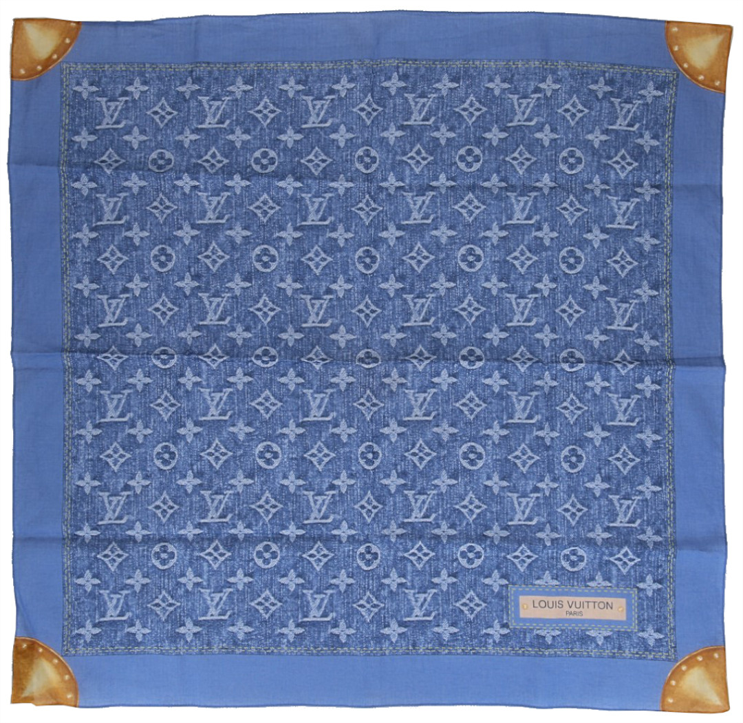 46333-Louis-Vuitton-Tuch_2D_0007 LOUIS VUITTON BANDANA 'MONOGRAM DENIM' AUS BAUMWOLLE IN BLEU