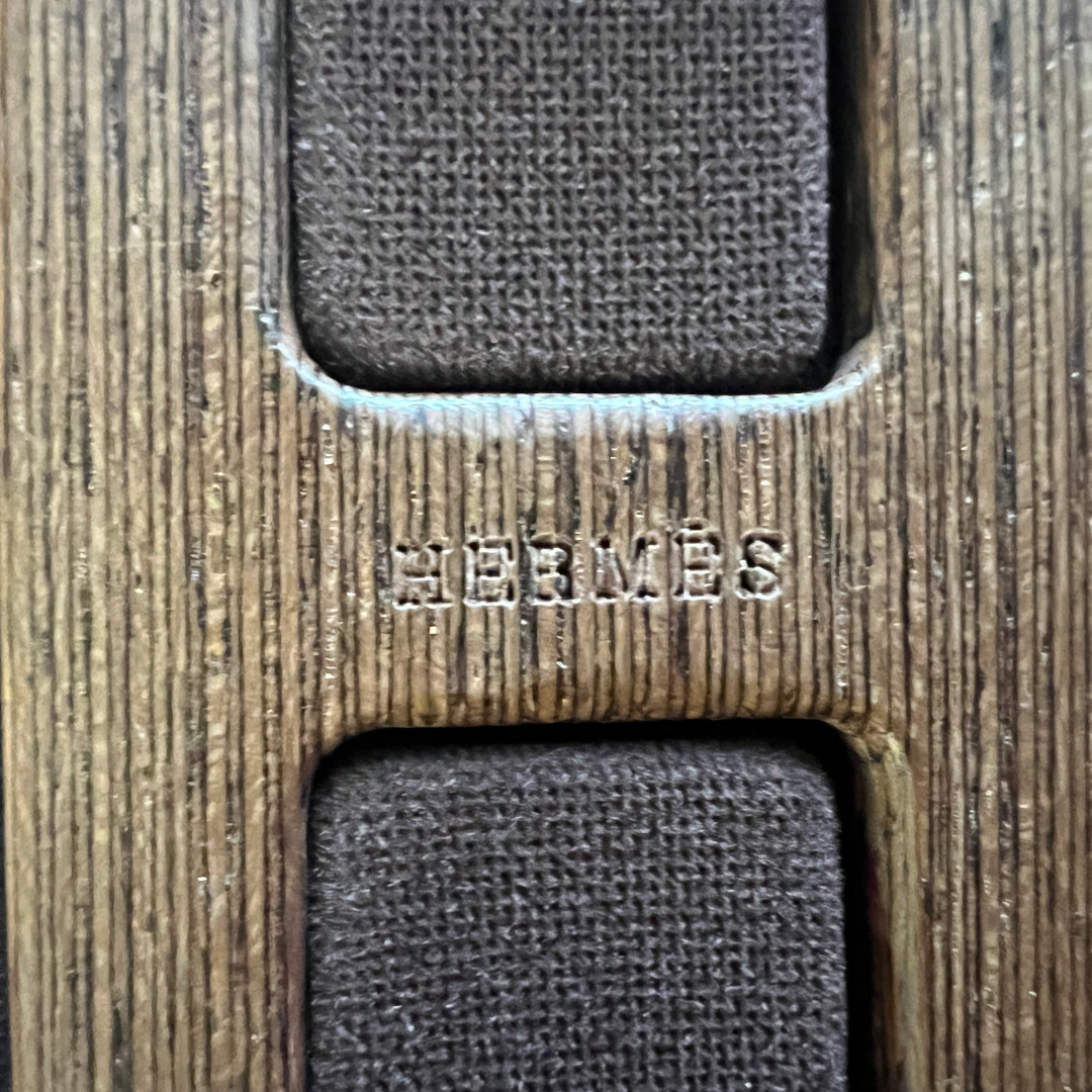 HERMÈS ANNEAU DE CARRÉ - TUCHRING 'CHAÎNE D'ANCRE' AUS HOLZ UND ACHAT