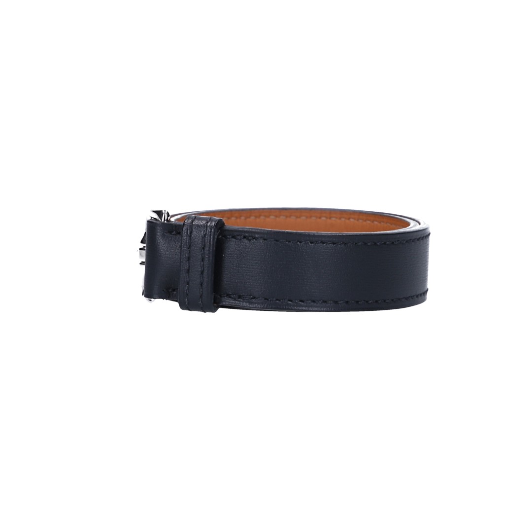 HERMÈS BRACELET ETRIVIÈRE DOUBLE TOUR GM ARMBAND AUS LEDER IN NOIR GR. L