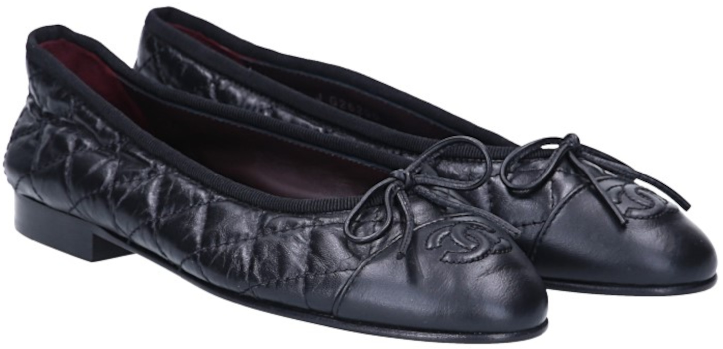 CHANEL BALLERINA SCHUHE AUS LEDER IN SCHWARZ GR. 35 (J G26250)