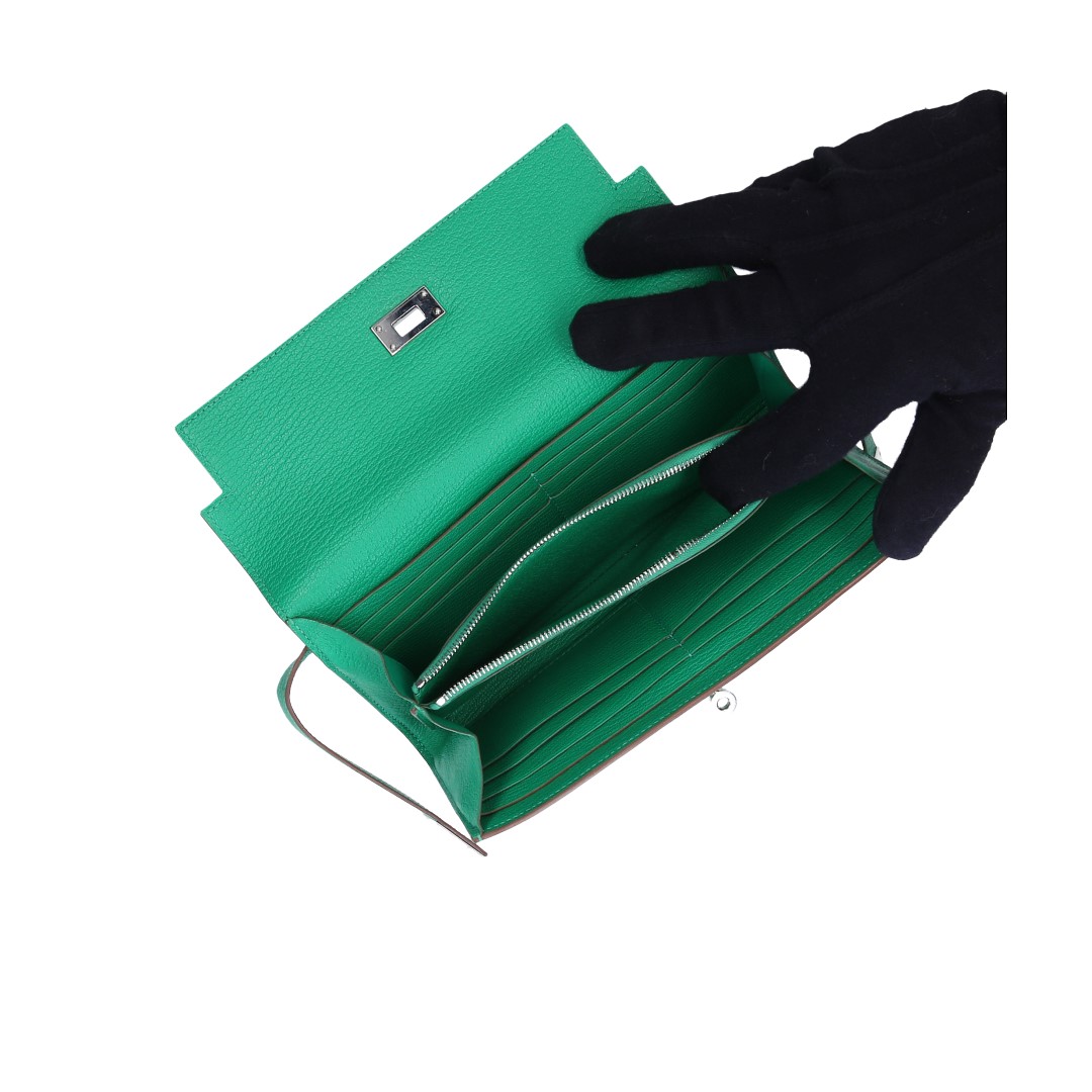 48037-Hermes-Portemoneie-Gr-n_2D_0006 HERMÈS BRIEFTASCHE KELLY CLASSIQUE AUS CHEVRE MYSORE IN MENTHE MIT PHW