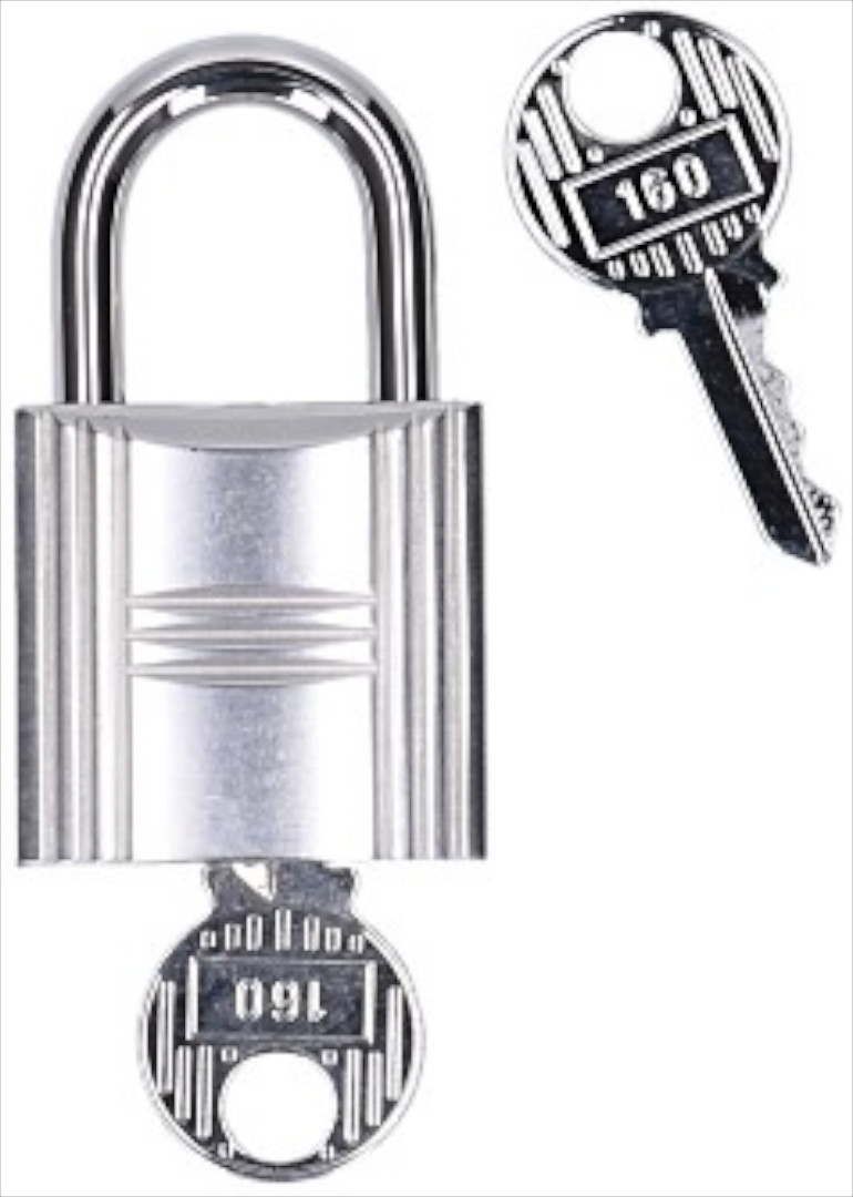 HERMÈS SCHLOSS NO. 160 GRÖßE MITTEL MIT ZWEI SCHLÜSSELN FARBE SILBER