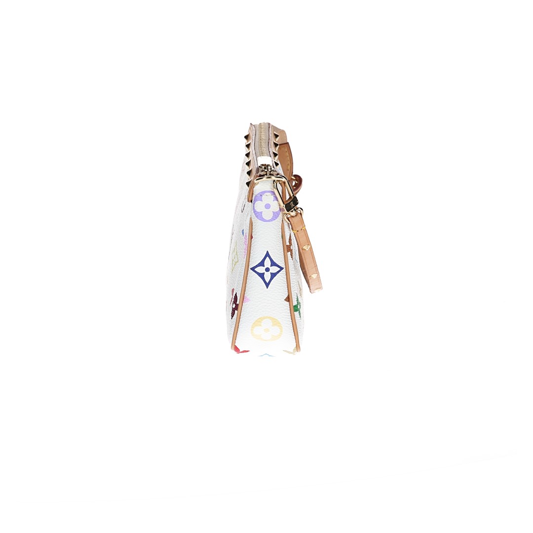LOUIS VUITTON POCHETTE ACCESSOIRES CLUTCH AUS MONOGRAM MULTICOLORE CANVAS IN BLANC (M92649)