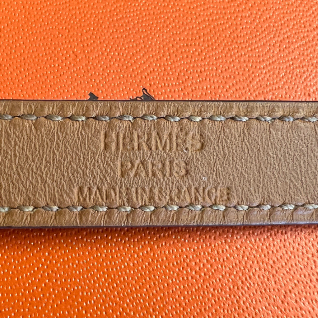 HERMÈS ARMBAND 'KELLY DOUBLE TOUR' AUS EPSOM-KALBSLEDER IN ORANGE POPPY MIT GHW GR. T1/XS