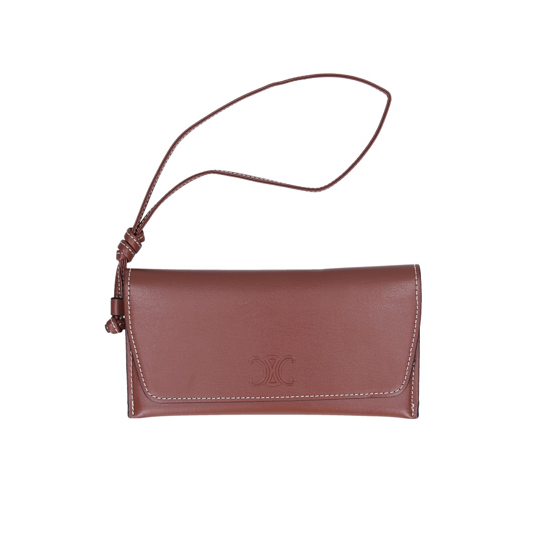 CELINE AVA (MEDIUM) HANDBAG MADE OF TRIOMPHE CANVAS AND CALF LEATHER