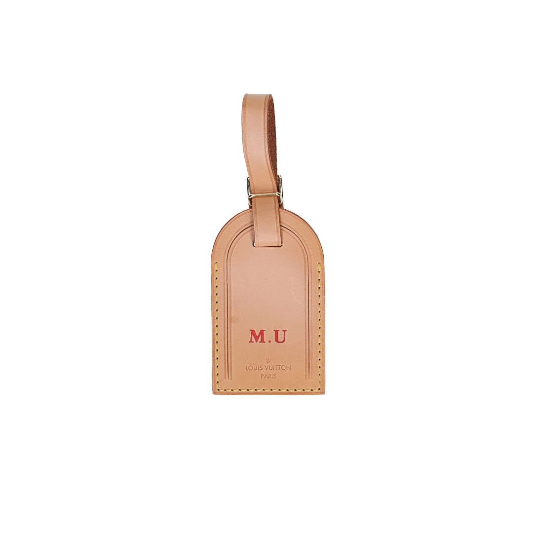 LOUIS VUITTON - M.U - ADRESSANHÄNGER - TRAVEL TAG MIT INITIALEN AUS VVN LEDER IN MITTELBRAUN