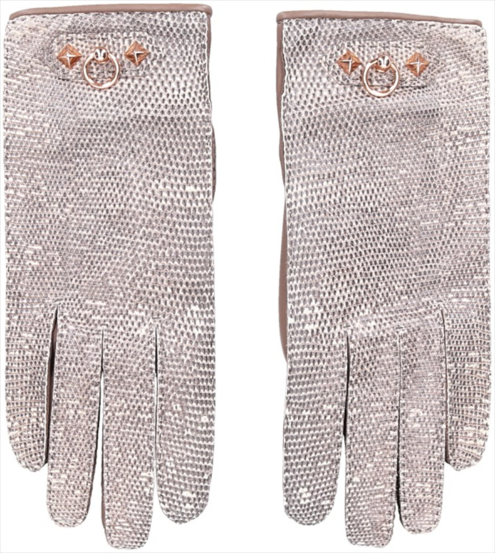 HERMÈS DAMEN-HANDSCHUHE AUS LAMMLEDER UND ECHSEN-LEDER MIT RGHW IN GR. 7