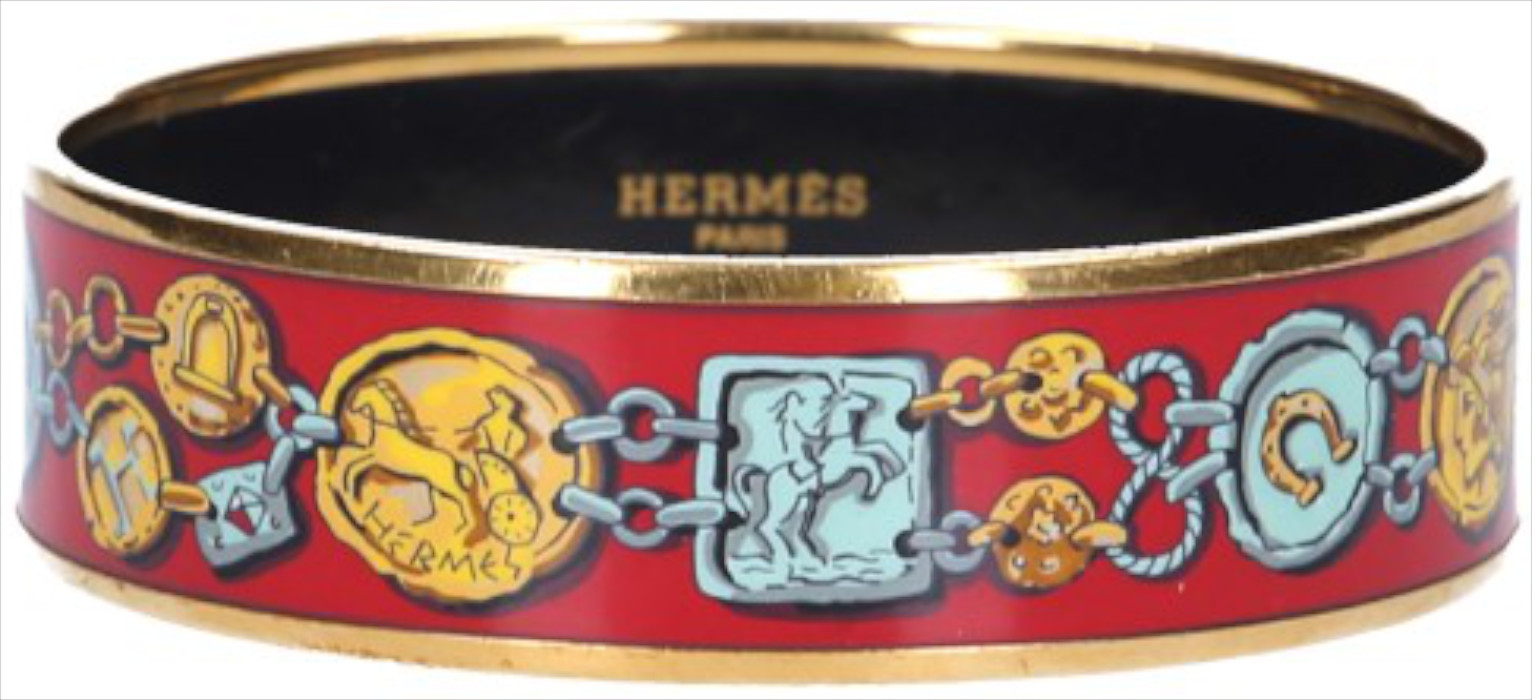 HERMÈS ARMREIF 20 MM BREIT AUS EMAIL MIT EINER EINFASSUNG AUS VERGOLDETEM METALL GR. 70