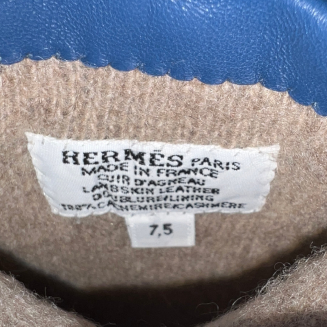 HERMÈS DAMEN-HANDSCHUHE 'MINI DOG CLOUS ROND' AUS GLACÉ-LAMMLEDER MIT GHW IN GR. 7,5