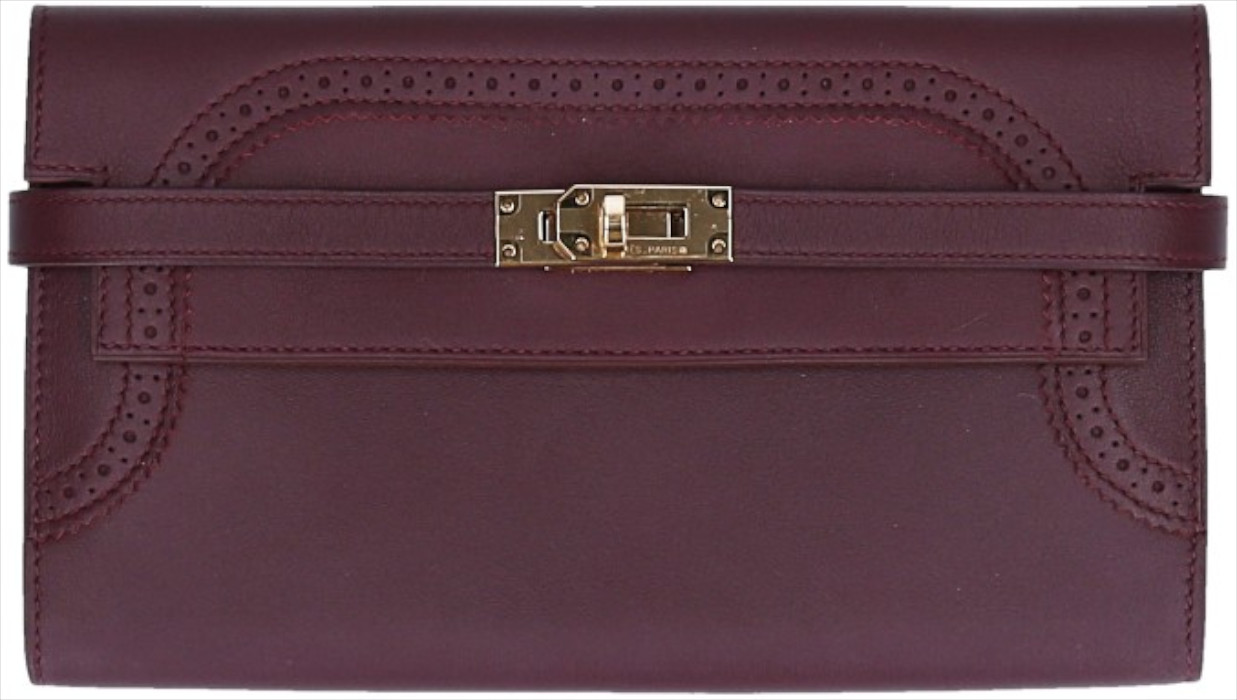 48605-Hermes-Brieftasche-Rotwein_2D_0006ohE7KEjrmTz5I HERMÈS BRIEFTASCHE KELLY CLASSIQUE AUS VEAU GHILLIES SWIFT IN PRUNE/POPPY ORANGE MIT GHW