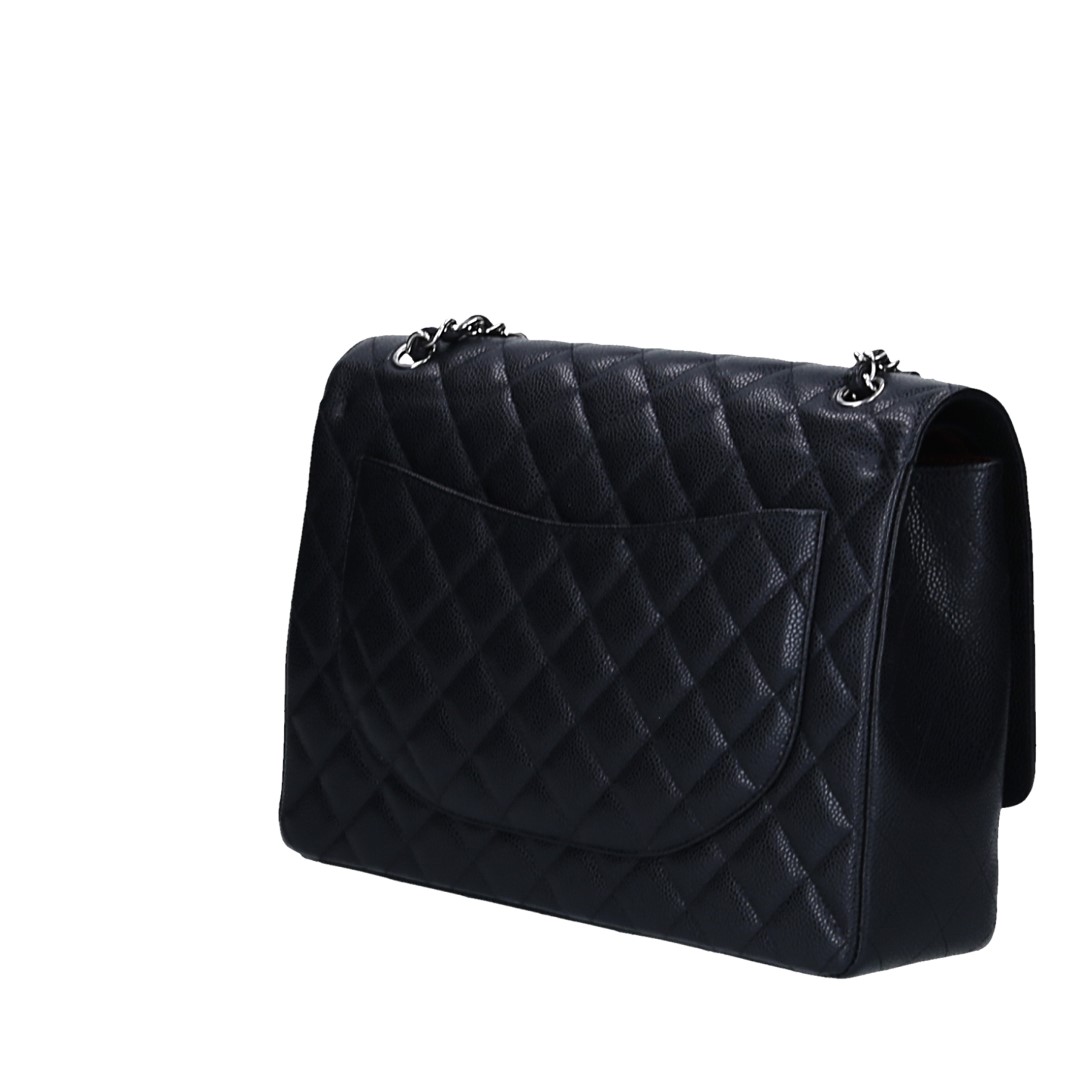 CHANEL TIMELESS DOUBLE FLAP HANDTASCHE (MAXI) AUS KALBSLEDER IN SCHWARZ MIT SHW (A58601)