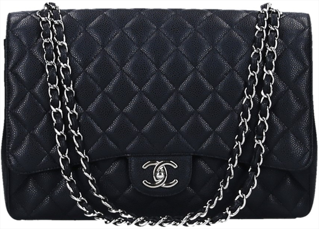 CHANEL TIMELESS DOUBLE FLAP HANDTASCHE (MAXI) AUS KALBSLEDER IN SCHWARZ MIT SHW (A58601)