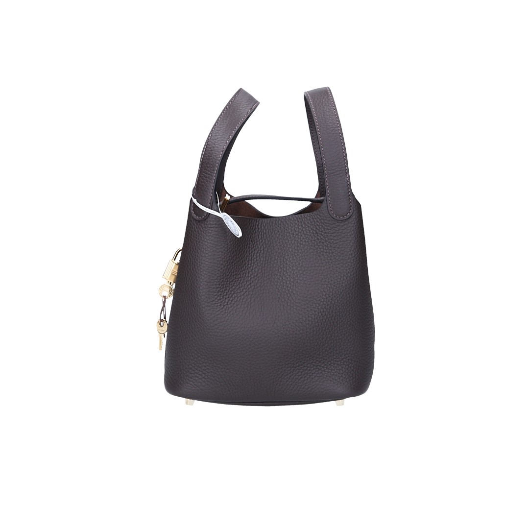 HERMÈS PICOTIN LOCK 18 HANDTASCHE AUS TAURILLON CLEMENCE LEDER IN EBÉNÈ MIT GHW