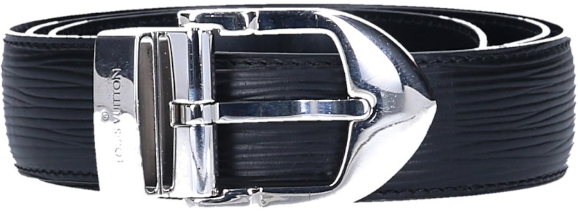 LOUIS VUITTON GÜRTEL 'CEINTURE BOUCLE ARGENT' AUS EPI LEDER IN NOIR GR. 80 (R10060)