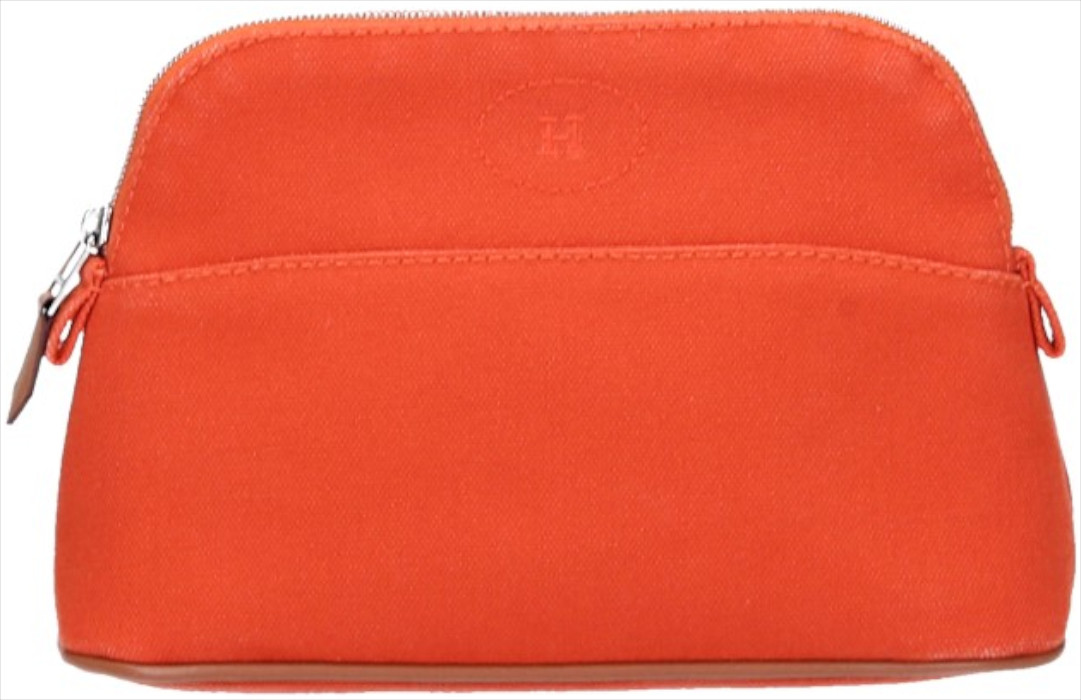 HERMÈS TROUSSE BOLIDE MINI MODÈLE KULTURTASCHE AUS BAUMWOLLE IN ORANGE FEU