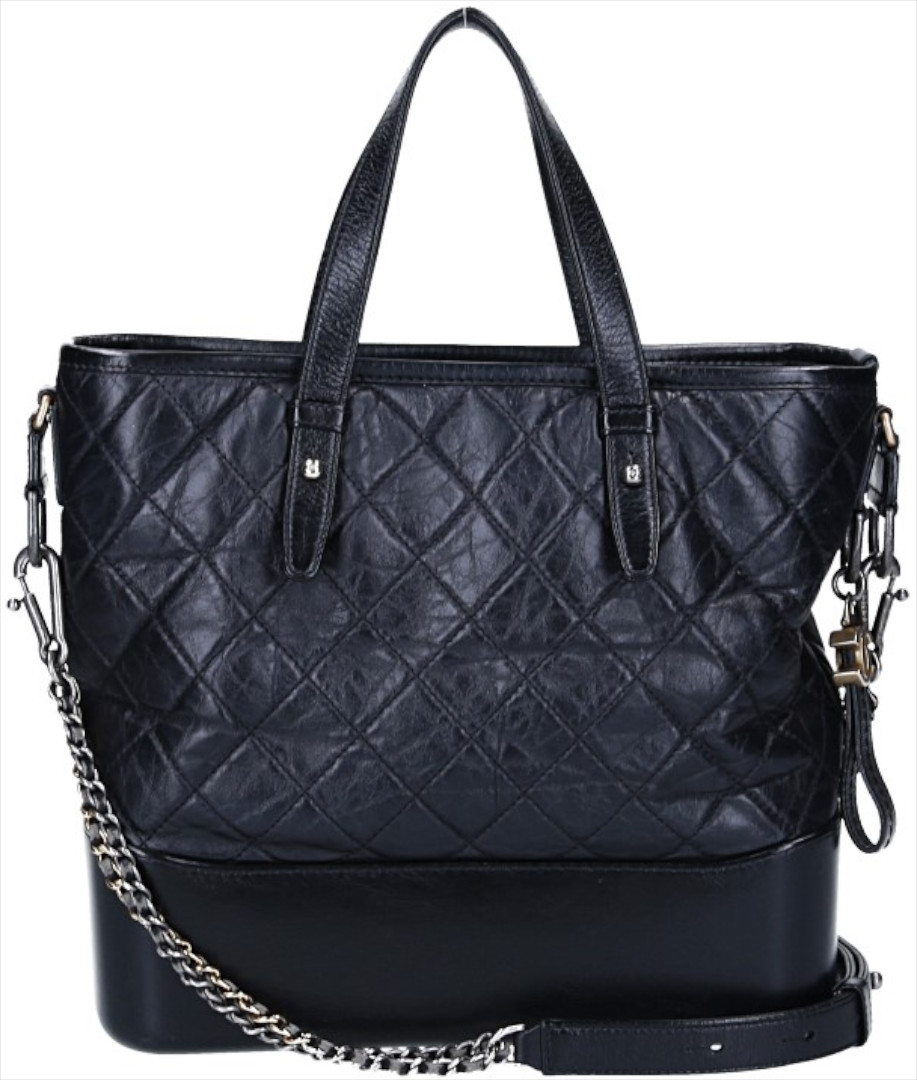 49972-Chanel-Schultertasche-Schwarz_2D_0012 CHANEL GABRIELLE (2-WAY) HANDTASCHE GEKNAUTSCHTEM KALBSLEDER IN SCHWARZ