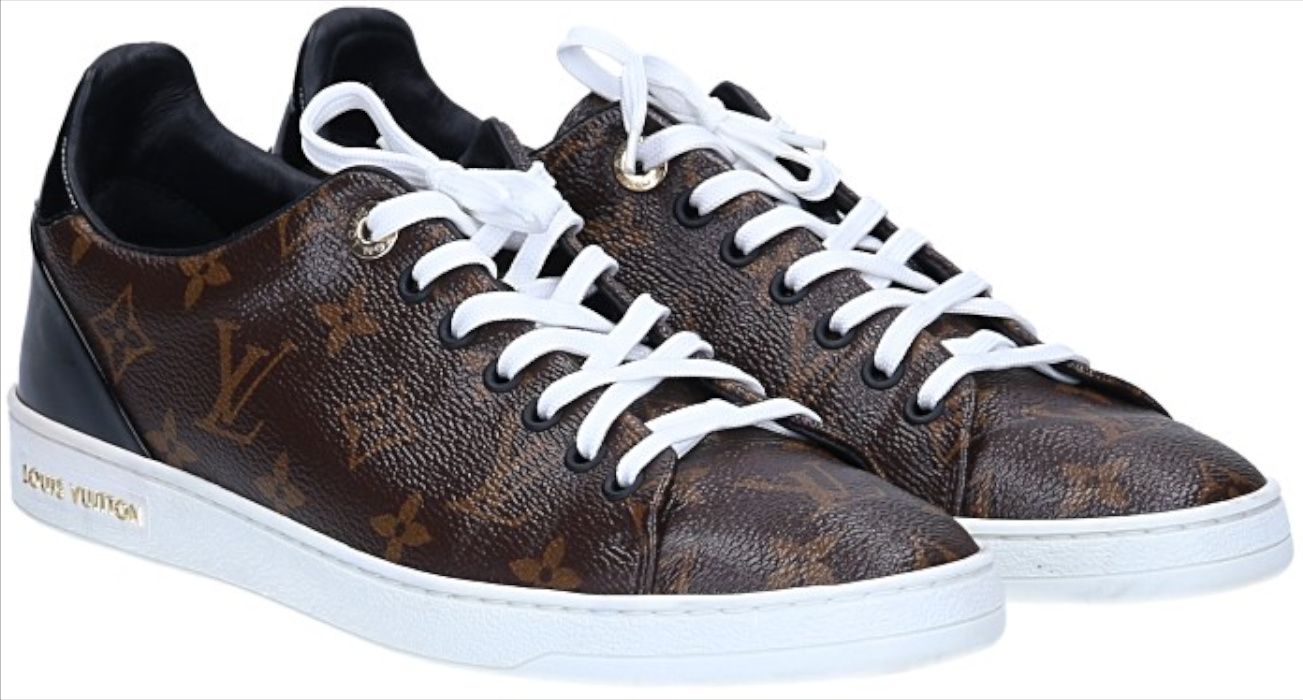 LOUIS VUITTON SNEAKER SCHUHE 'FRONTROW' AUS MONOGRAM CANVAS UND LACKLEDER GR. 39,5
