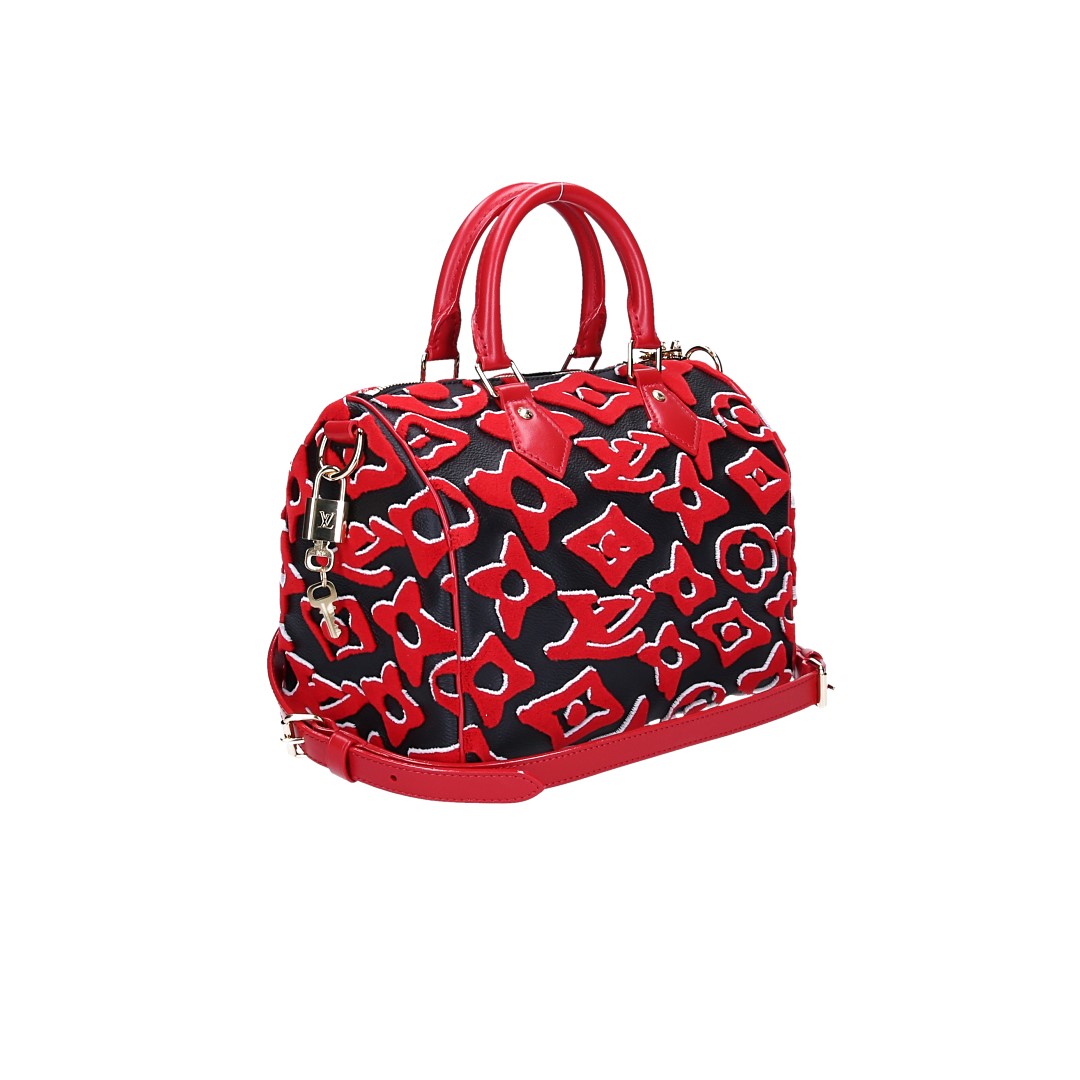 49018-LouisVuitton-Speedy-SE_2D_0004 LOUIS VUITTON SPEEDY 25 HANDTASCHE AUS MONOGRAM URS FISCHER CANVAS MIT SCHULTERRIEMEN (M45552)