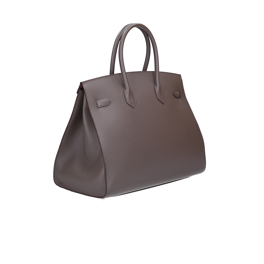 HERMÈS BIRKIN 35 SELLIER HANDTASCHE AUS VEAU EPSOM IN ETOUPÉ MIT PHW