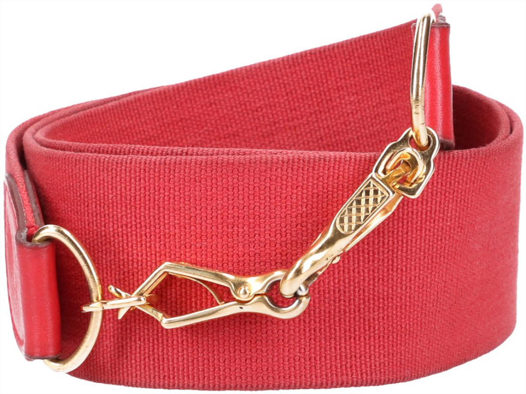 43153-Hermes-Schulterriemen_2D_0007 HERMÈS SCHULTERRIEMEN AUS GLATTEM LEDER, TEXTIL UND GOLDFARBENEM METALL