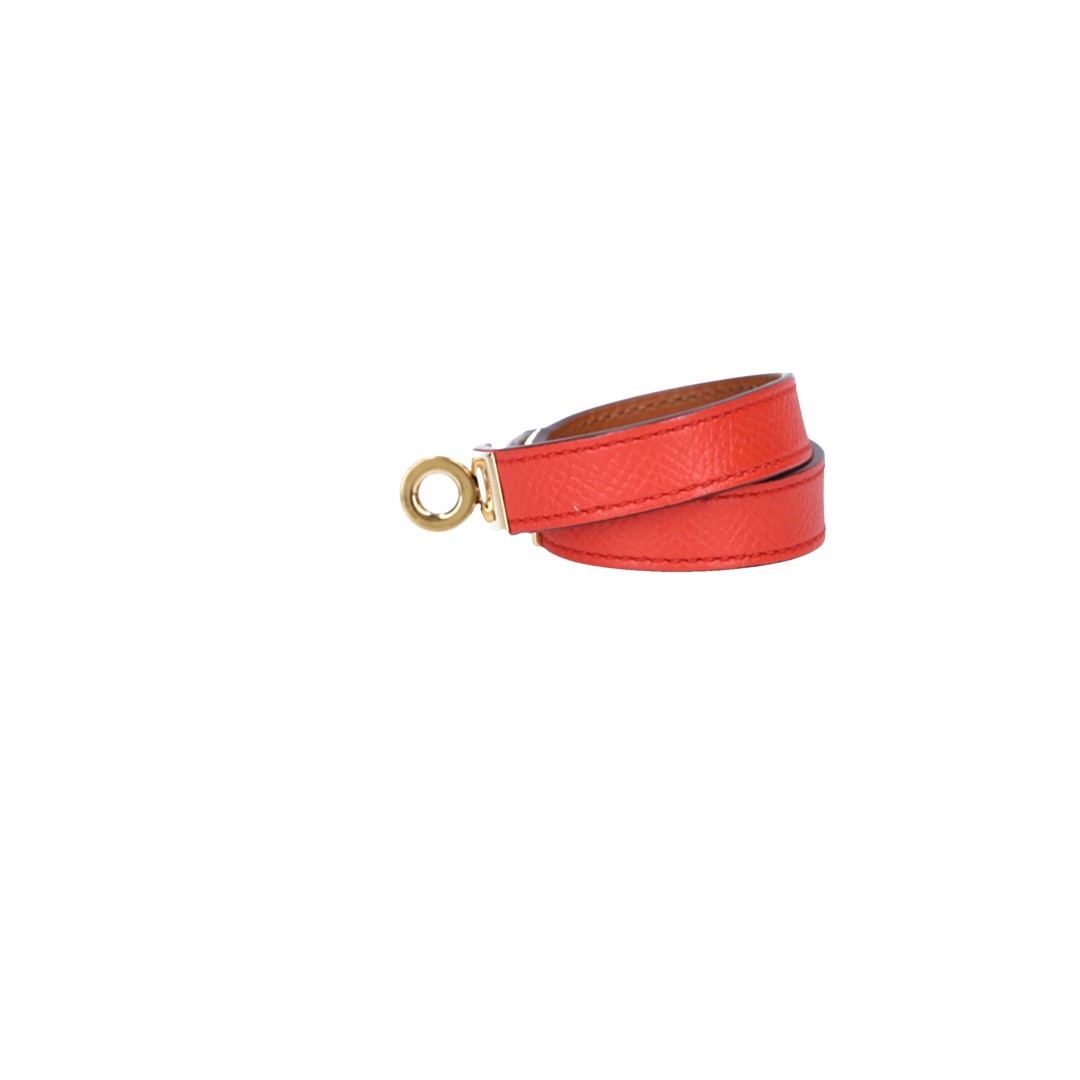 HERMÈS ARMBAND 'KELLY DOUBLE TOUR' AUS EPSOM-KALBSLEDER IN ORANGE POPPY MIT GHW GR. T1/XS