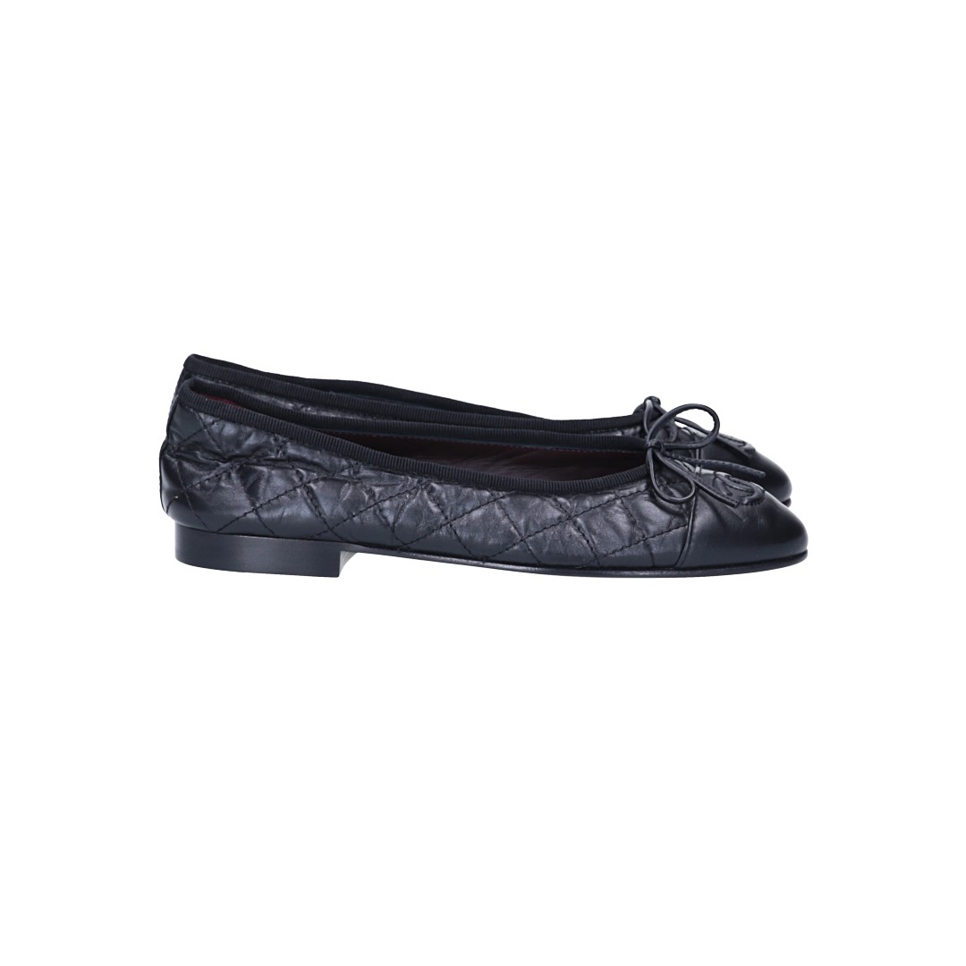 CHANEL BALLERINA SCHUHE AUS LEDER IN SCHWARZ GR. 35 (J G26250)