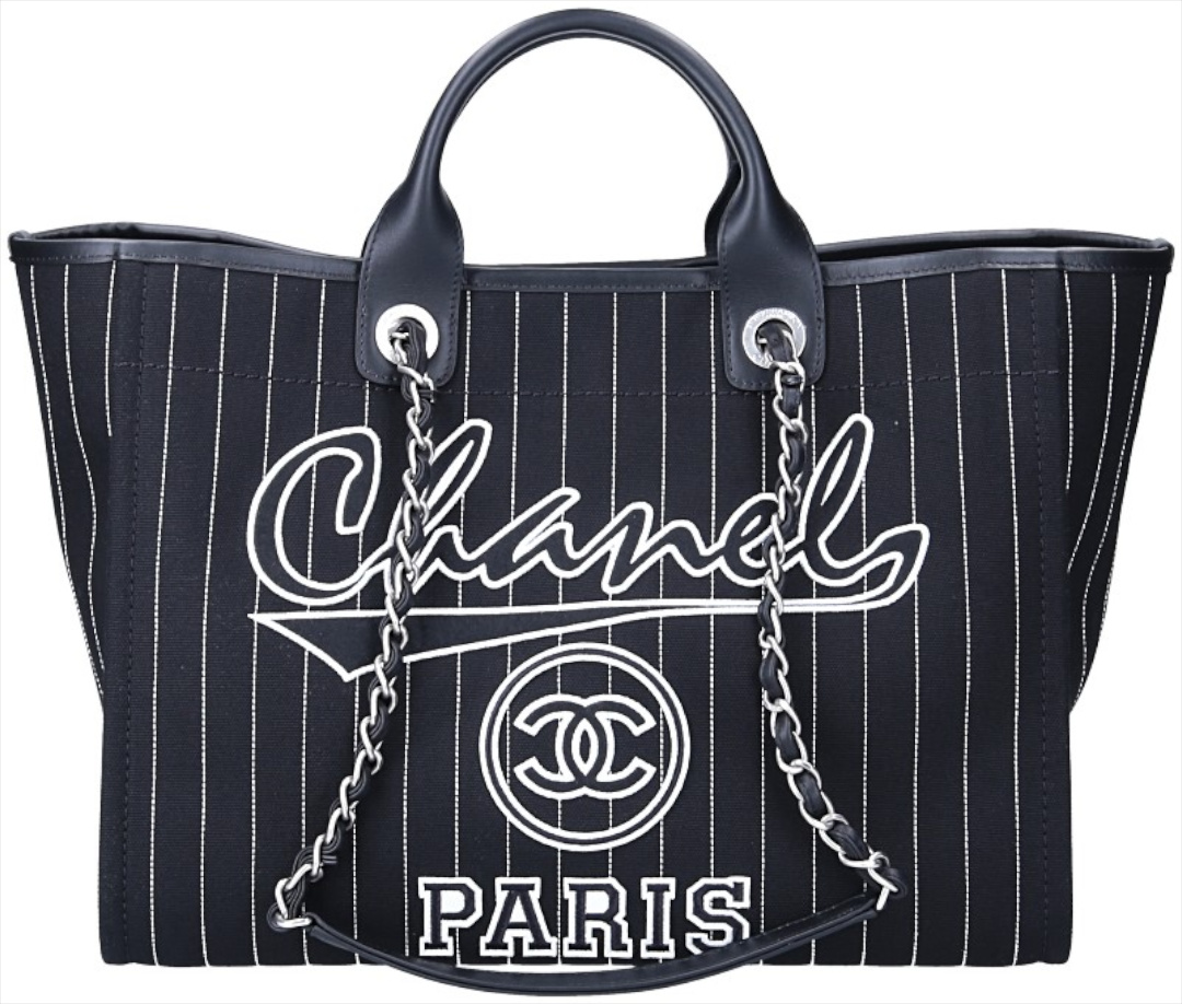 CHANEL DEAUVILLE (LARGE) SHOPPER HANDTASCHE AUS TEXTIL MIT SHW (A66941)