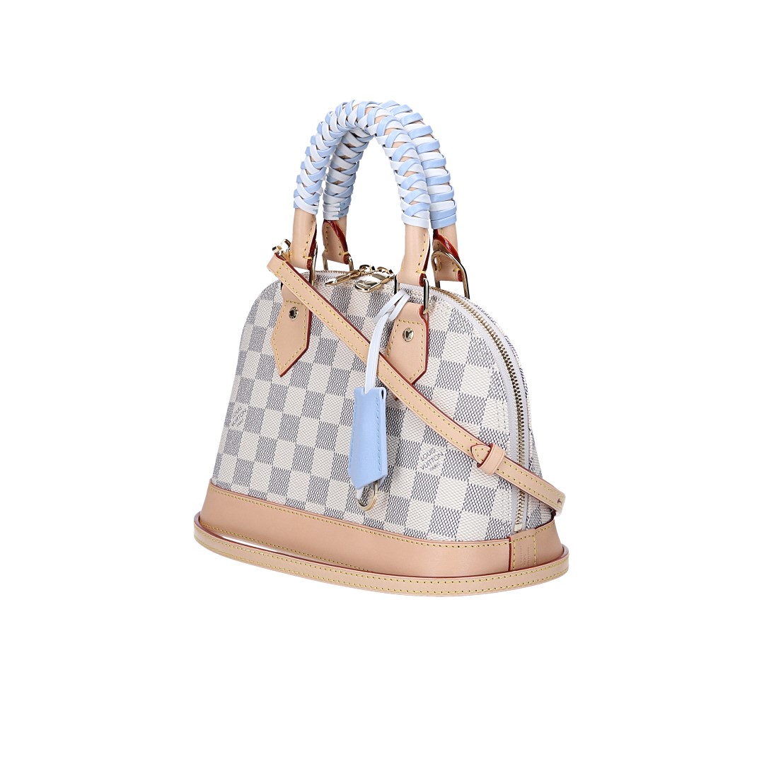 LOUIS VUITTON ALMA BB HANDTASCHE AUS DAMIER AZUR BRAIDED CANVAS MIT VERSTELLBAREM SCHULTERRIEMEN (N40902)