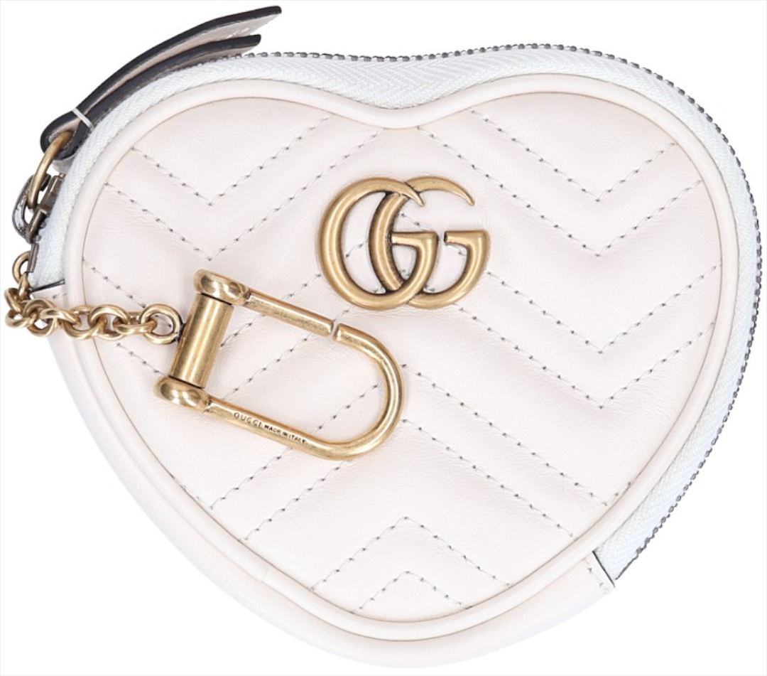 GUCCI MÜNZ ETUI 'MARMONT' AUS LEDER IN CREME-WEISS