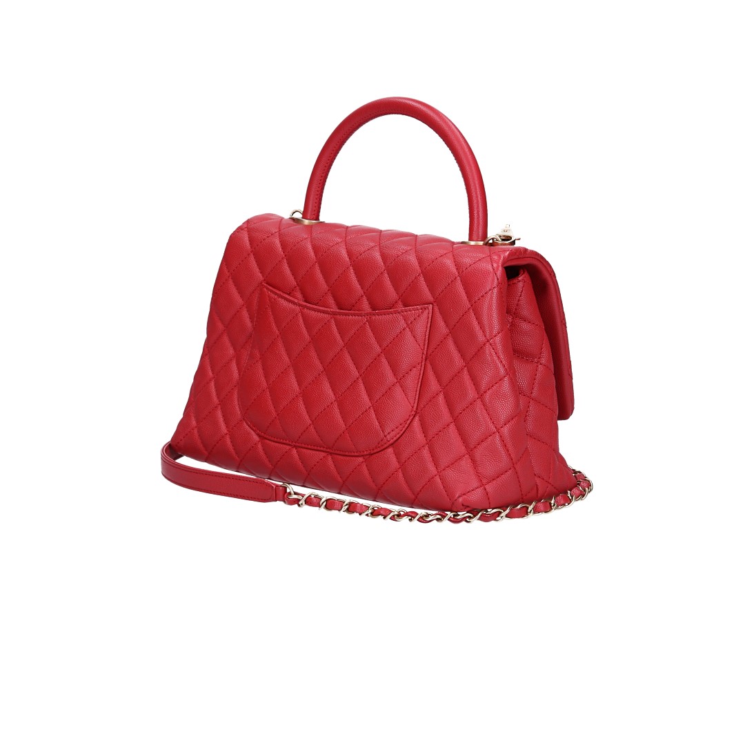 CHANEL GROßE PATTENTASCHE 'COCO HANDLE' AUS GENARBTEM KALBSLEDER (A92991)
