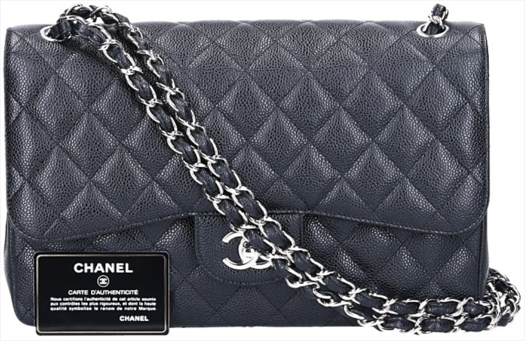CHANEL TIMELESS FLAP HANDTASCHE (JUMBO) AUS KALBSLEDER IN SCHWARZ MIT SHW (A58600)