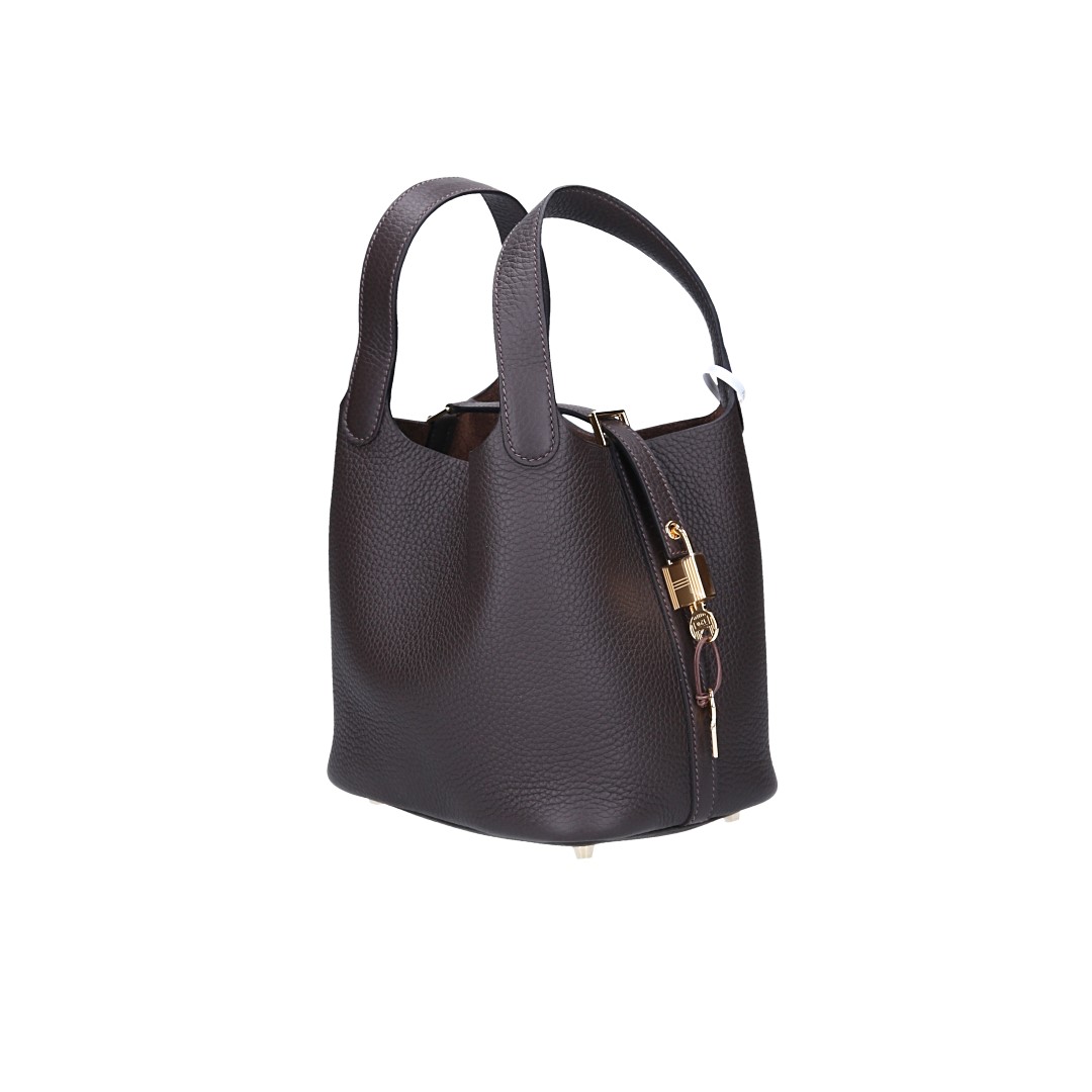 HERMÈS PICOTIN LOCK 18 HANDTASCHE AUS TAURILLON CLEMENCE LEDER IN EBÉNÈ MIT GHW