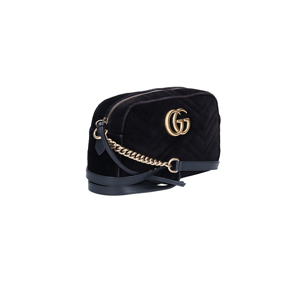 GUCCI HANDTASCHE 'KLEINE GG MARMONT' AUS MATÉLASSE VELVET IN SCHWARZ AGHW