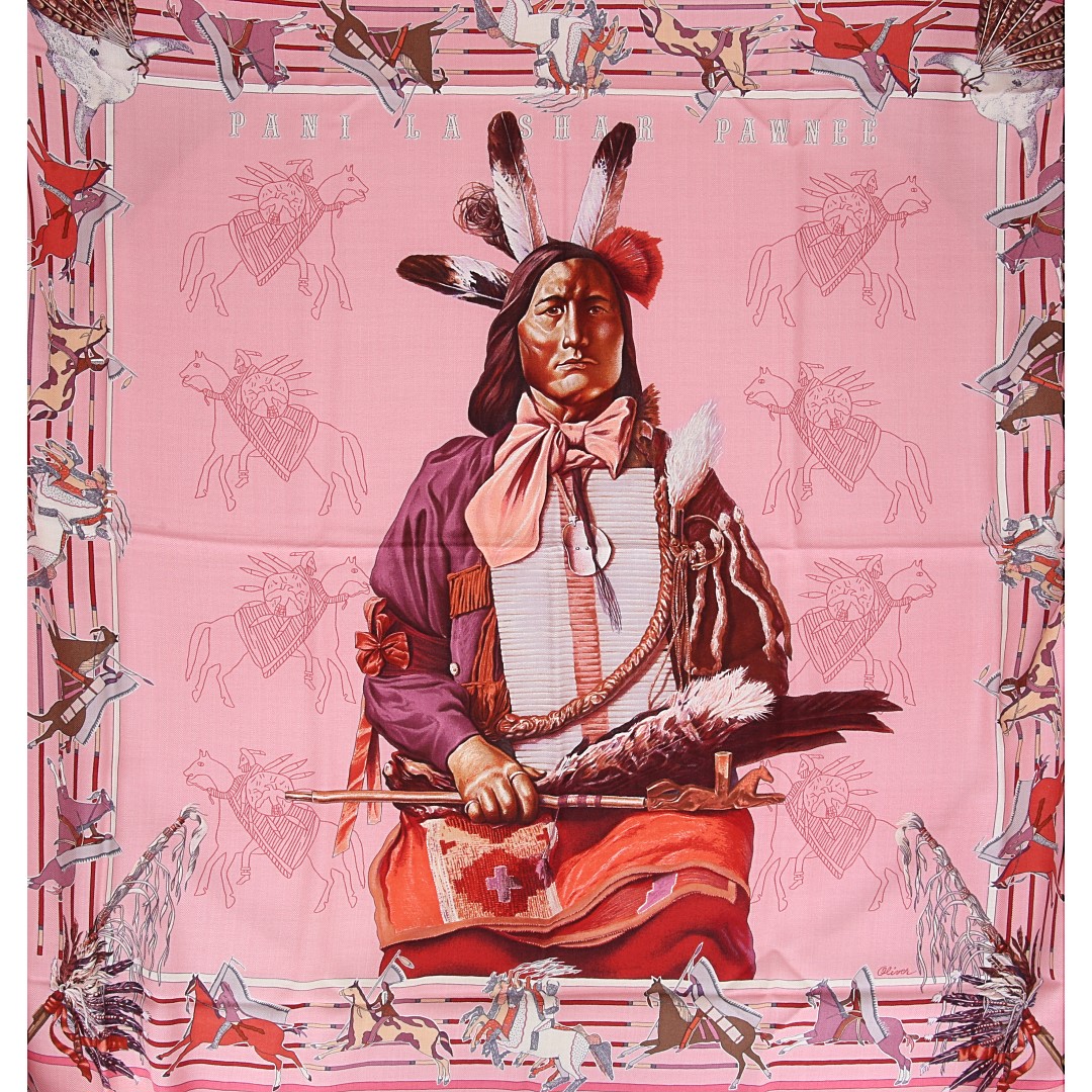 HERMÈS KASCHMIR-/SEIDENTUCH 140 x 140 CM CHALE 'PANI LA SHAR PANWEE' VON KERMIT OLIVER