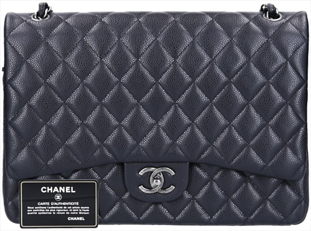 CHANEL TIMELESS DOUBLE FLAP HANDTASCHE (MAXI) AUS KALBSLEDER IN SCHWARZ MIT SGHW (A58601)