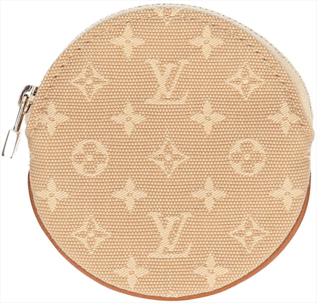 LOUIS VUITTON PORTEMONNAIE ROND AUS MONOGRAM MINI LIN CANVAS IN BEIGE TON SUR TON (M92452)