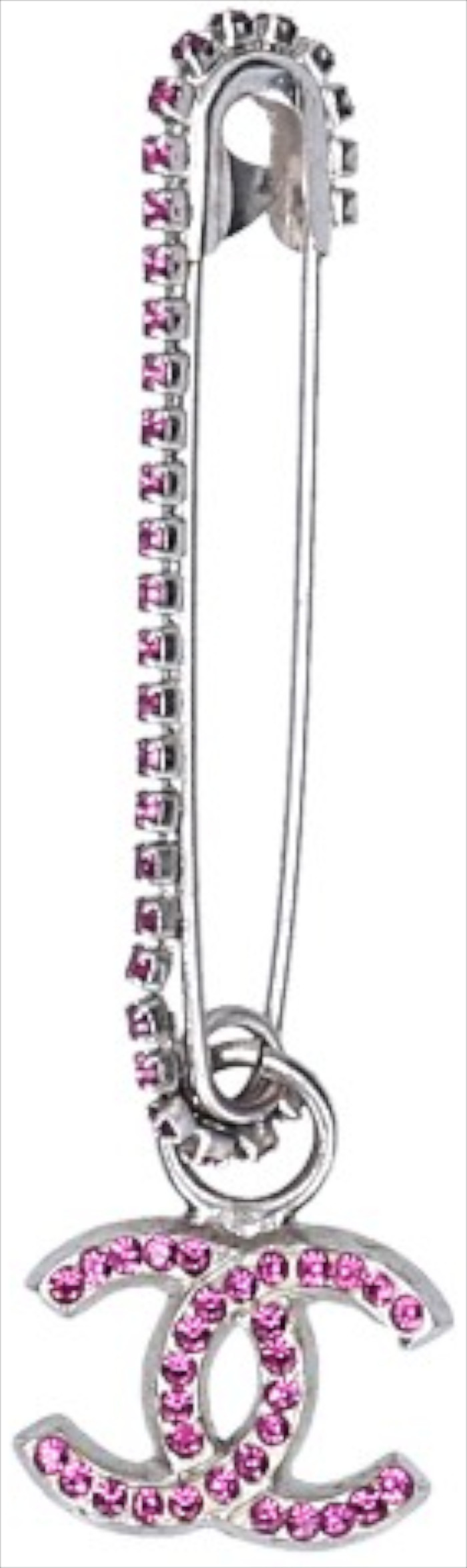 CHANEL BROSCHE AUS SILBERFARBENEM METALL MIT STRASS VERZIERT