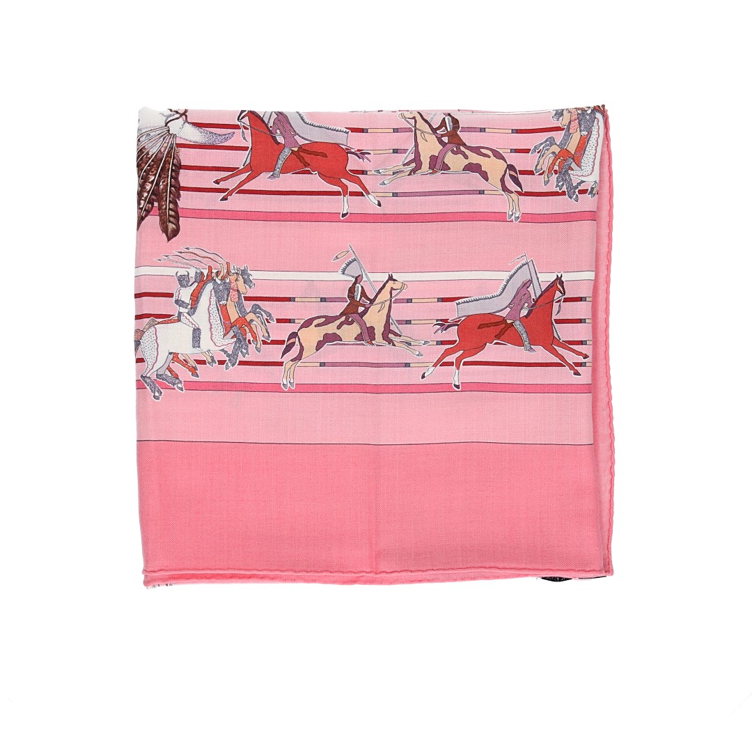 HERMÈS KASCHMIR-/SEIDENTUCH 140 x 140 CM CHALE 'PANI LA SHAR PANWEE' VON KERMIT OLIVER