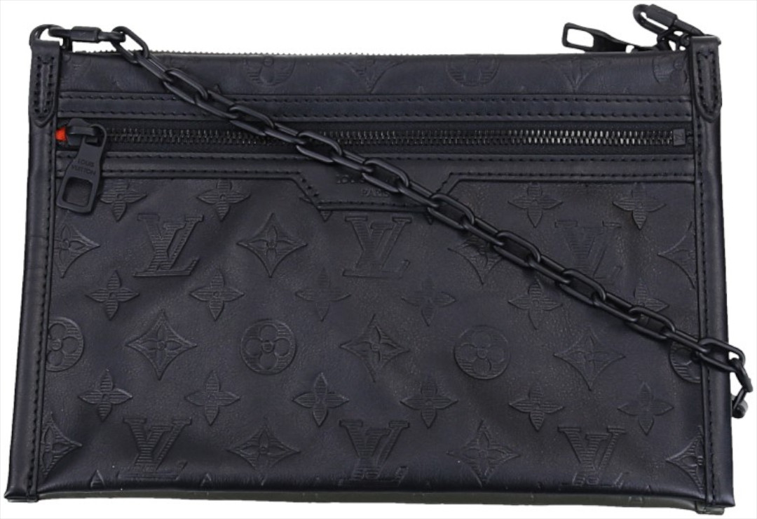 LOUIS VUITTON DOUBLE FLAT MESSENGER TASCHE MONOGRAM SHADOW LEDER (M44635)
