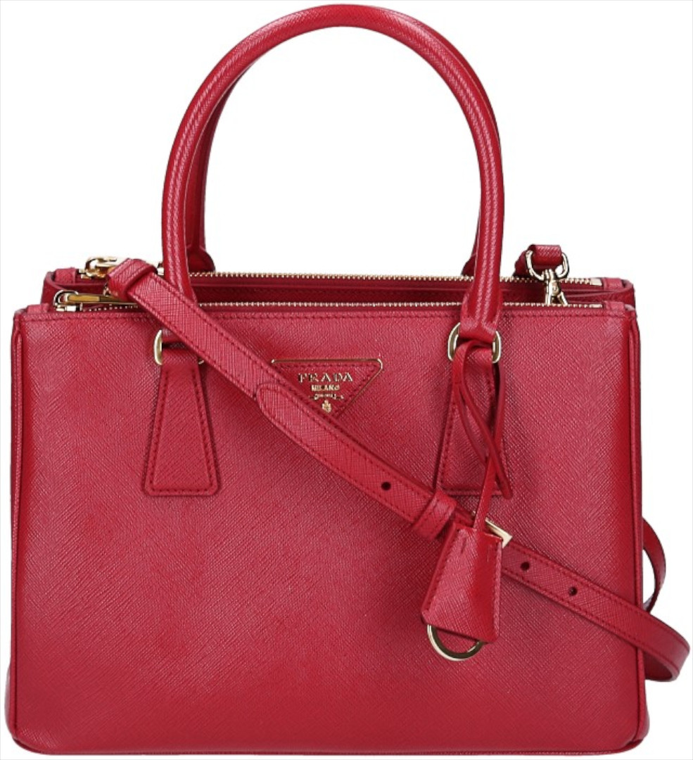 PRADA GALLERIA MITTELGROß HANDTASCHE AUS SAFFIANO LEDER IN FEUERROT MIT GHW