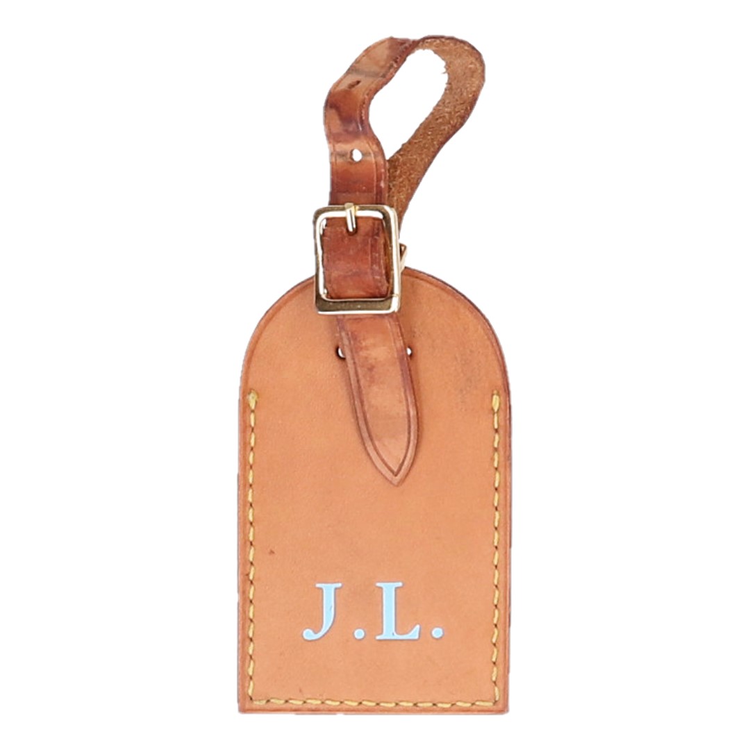 LOUIS VUITTON - J.L. - ADRESSANHÄNGER - TRAVEL TAG MIT INITIALEN AUS VVN LEDER IN MITTELBRAUN