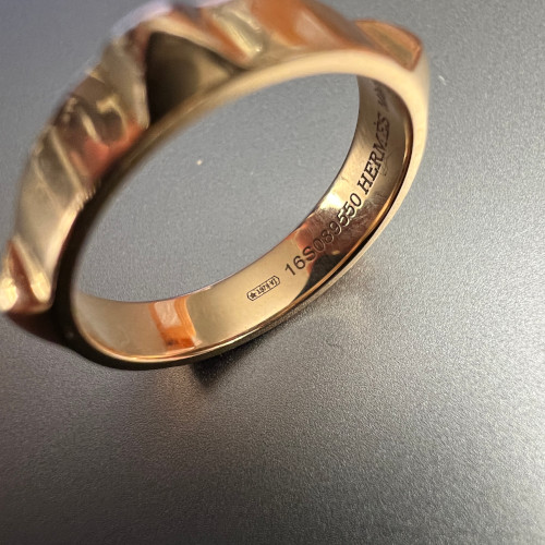 45681-Hermes-Rng_2D_0015 HERMÈS RING 'MINI CLOUS' AUS 750er ROSÉGOLD IN GRÖSSE 51