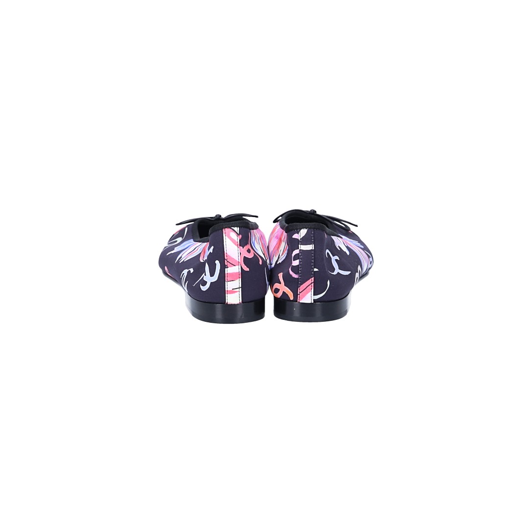 CHANEL BALLERINA SCHUHE AUS TEXTIL IN MEHRFARBIG GR. 37 (F G02819)