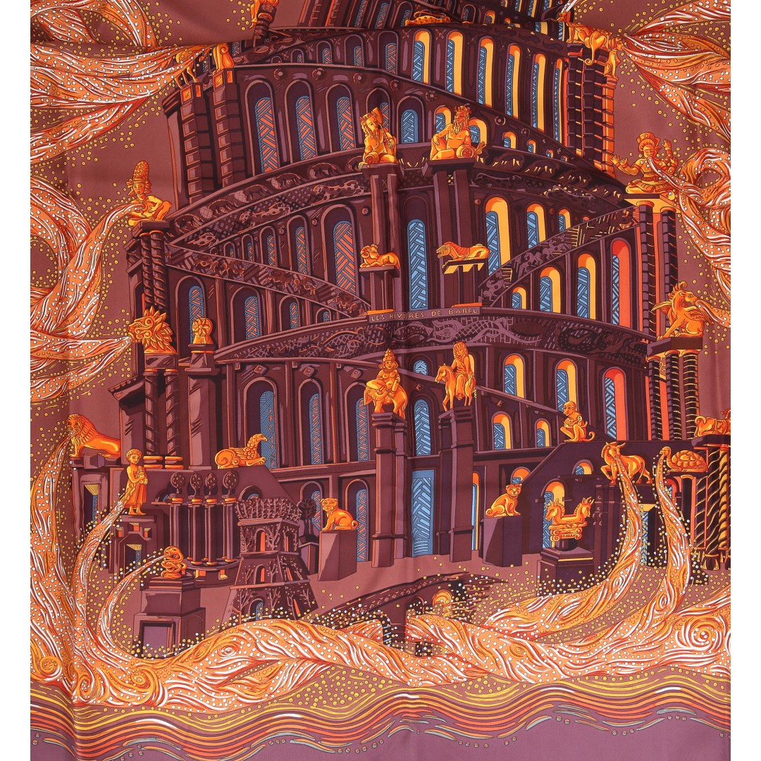 HERMÈS SEIDENTUCH 90 x 90 CM CARRÉ MOTIV 'LES RIVIÈRES DE BABEL' VON ANNIE FAIVRE