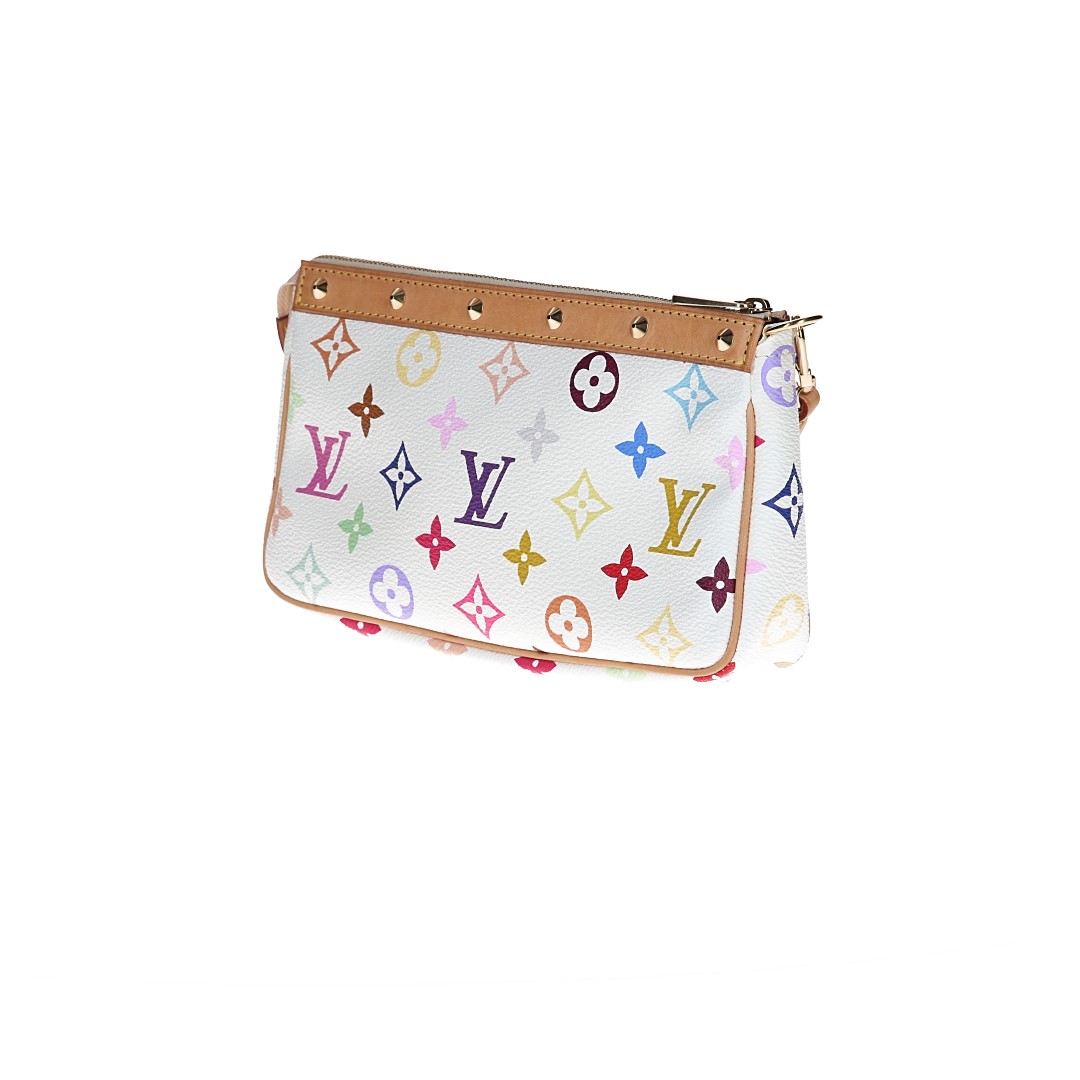 LOUIS VUITTON POCHETTE ACCESSOIRES CLUTCH AUS MONOGRAM MULTICOLORE CANVAS IN BLANC (M92649)
