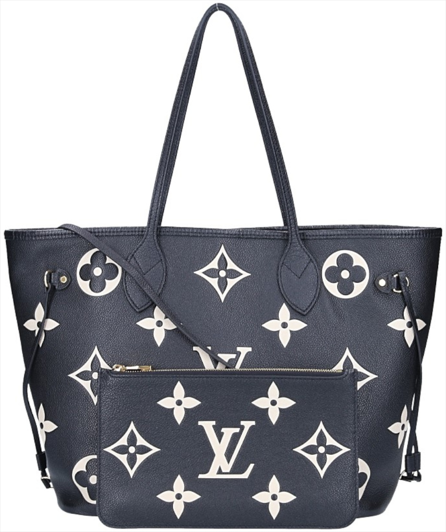 LOUIS VUITTON NEVERFULL MM SCHULTERTASCHE AUS MONOGRAM EMPREINTE LEDER IN NOIR/BEIGE (M58907)