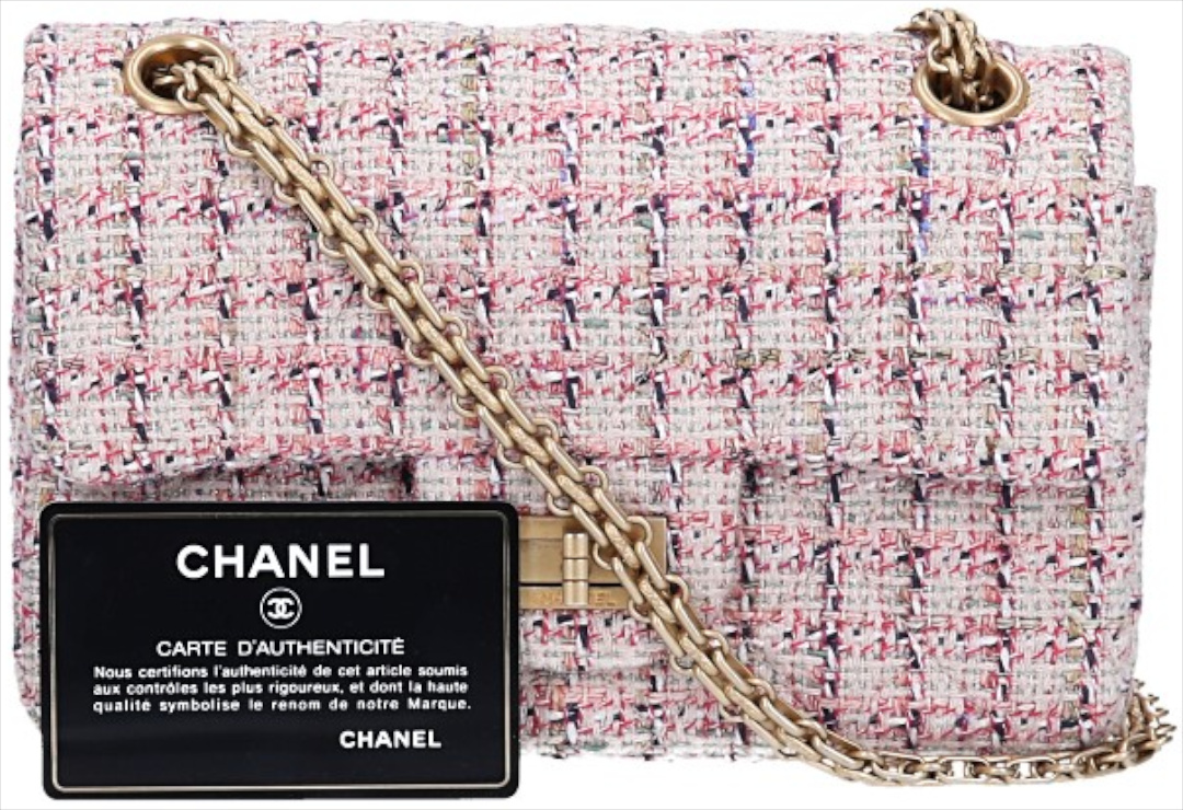 CHANEL 2.55 REISSUE SINGLE FLAP HANDTASCHE (224) AUS TWEED (A37584)